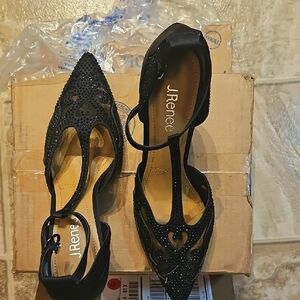 J.Renee Black Beaded Pointed Heels